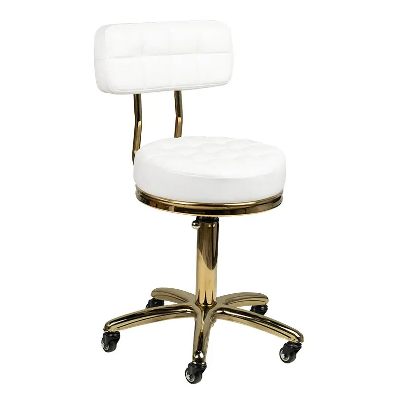 Friseur- & Kosmetikhocker Gold AM-961 Weiß - Friseurhocker