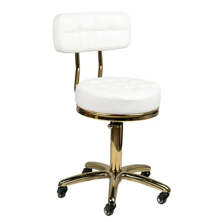 Friseur- & Kosmetikhocker Gold AM-961 Weiß - Friseurhocker