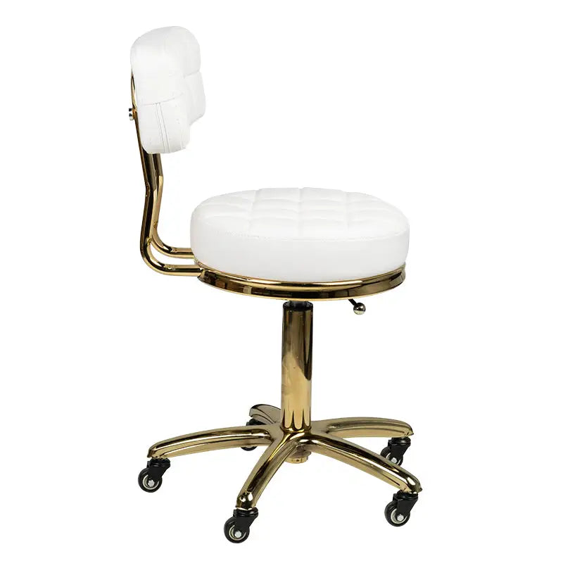 Friseur- & Kosmetikhocker Gold AM-961 Weiß - Friseurhocker