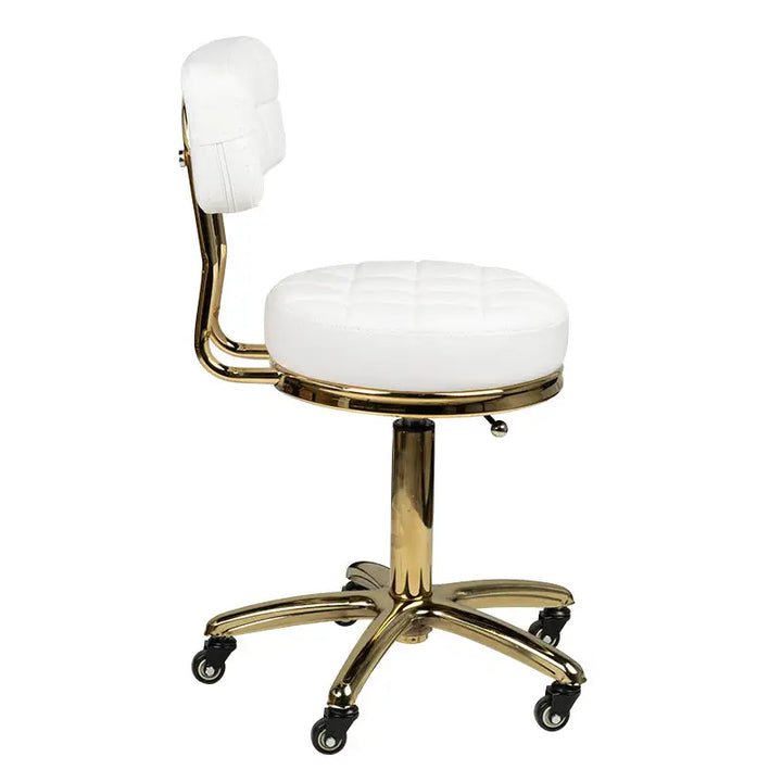 Friseur- & Kosmetikhocker Gold AM-961 Weiß - Friseurhocker