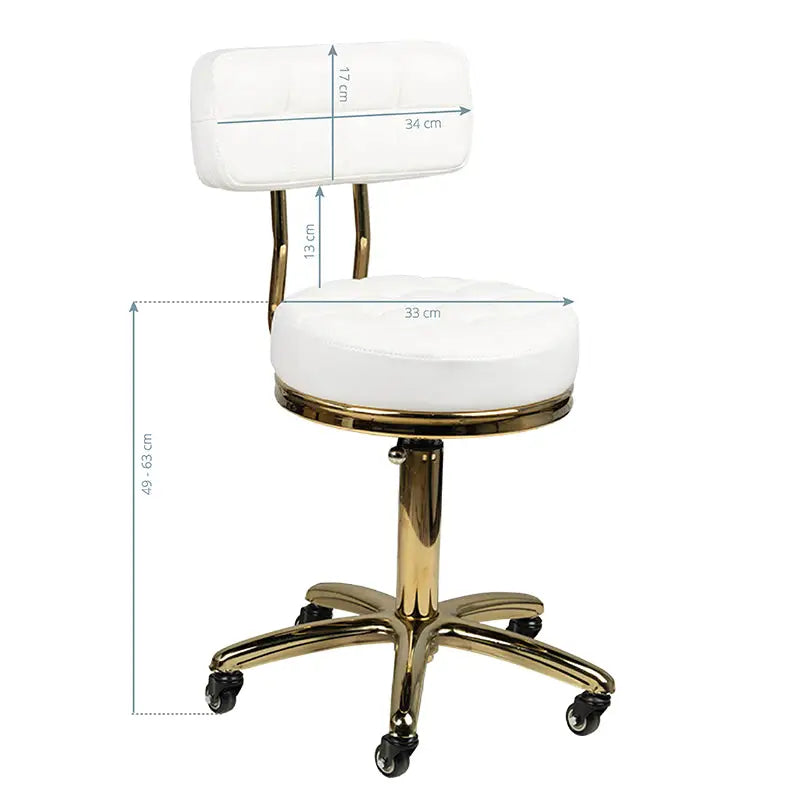 Friseur- & Kosmetikhocker Gold AM-961 Weiß - Friseurhocker