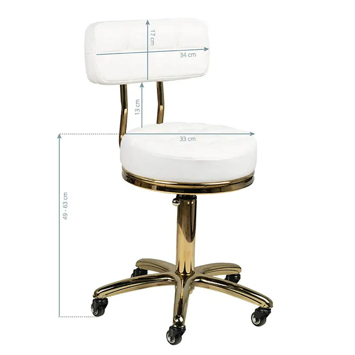 Friseur- & Kosmetikhocker Gold AM-961 Weiß - Friseurhocker