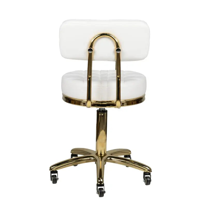 Friseur- & Kosmetikhocker Gold AM-961 Weiß - Friseurhocker