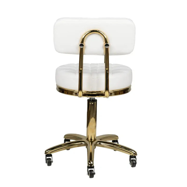 Friseur- & Kosmetikhocker Gold AM-961 Weiß - Friseurhocker