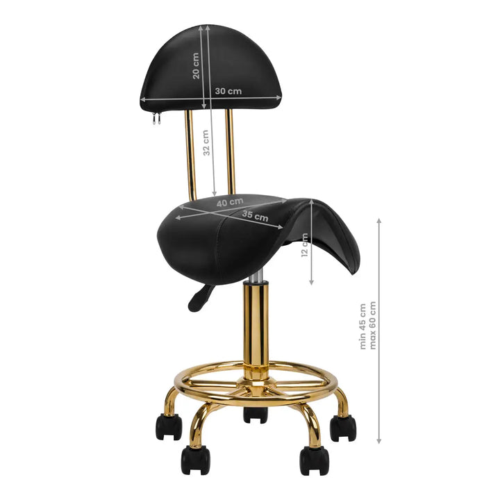 Friseur- und Kosmetikhocker 6001G Gold Schwarz - Friseurhocker