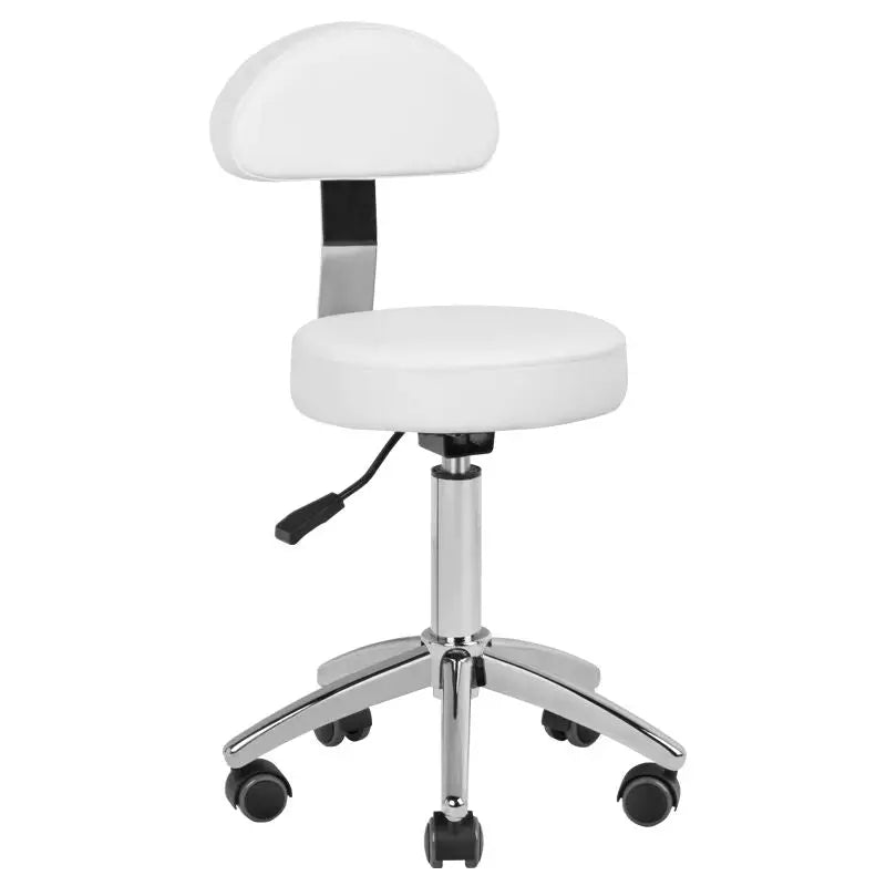 Weiße verstellbare Drehhocker mit Rückenlehne für Friseur und Kosmetik