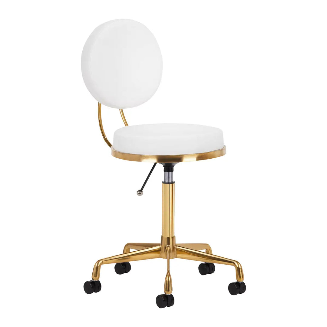 Friseur- und Kosmetikhocker H5 Gold Weiß - Friseurhocker