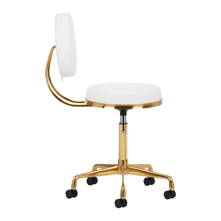 Friseur- und Kosmetikhocker H5 Gold Weiß - Friseurhocker