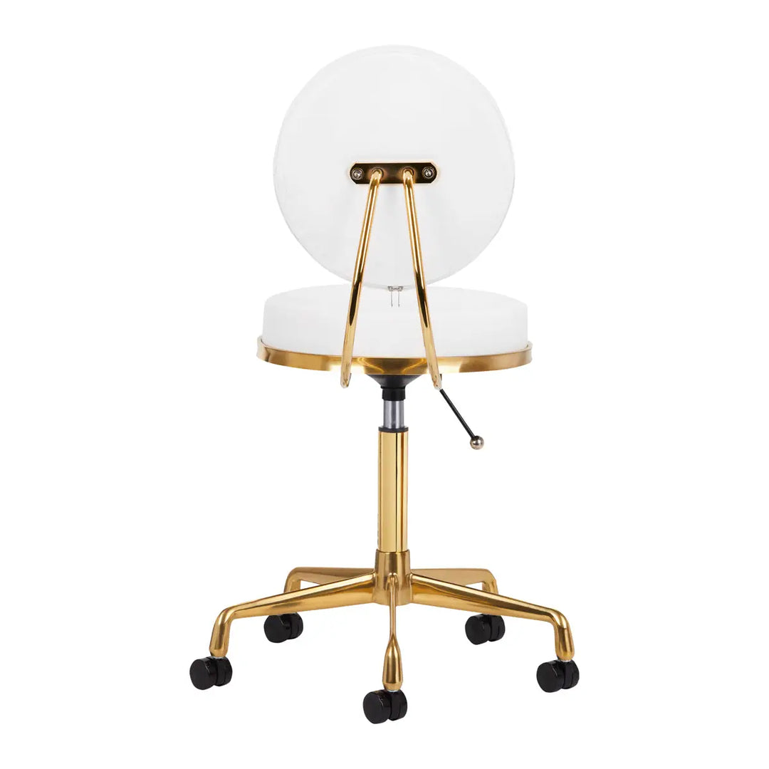 Friseur- und Kosmetikhocker H5 Gold Weiß - Friseurhocker