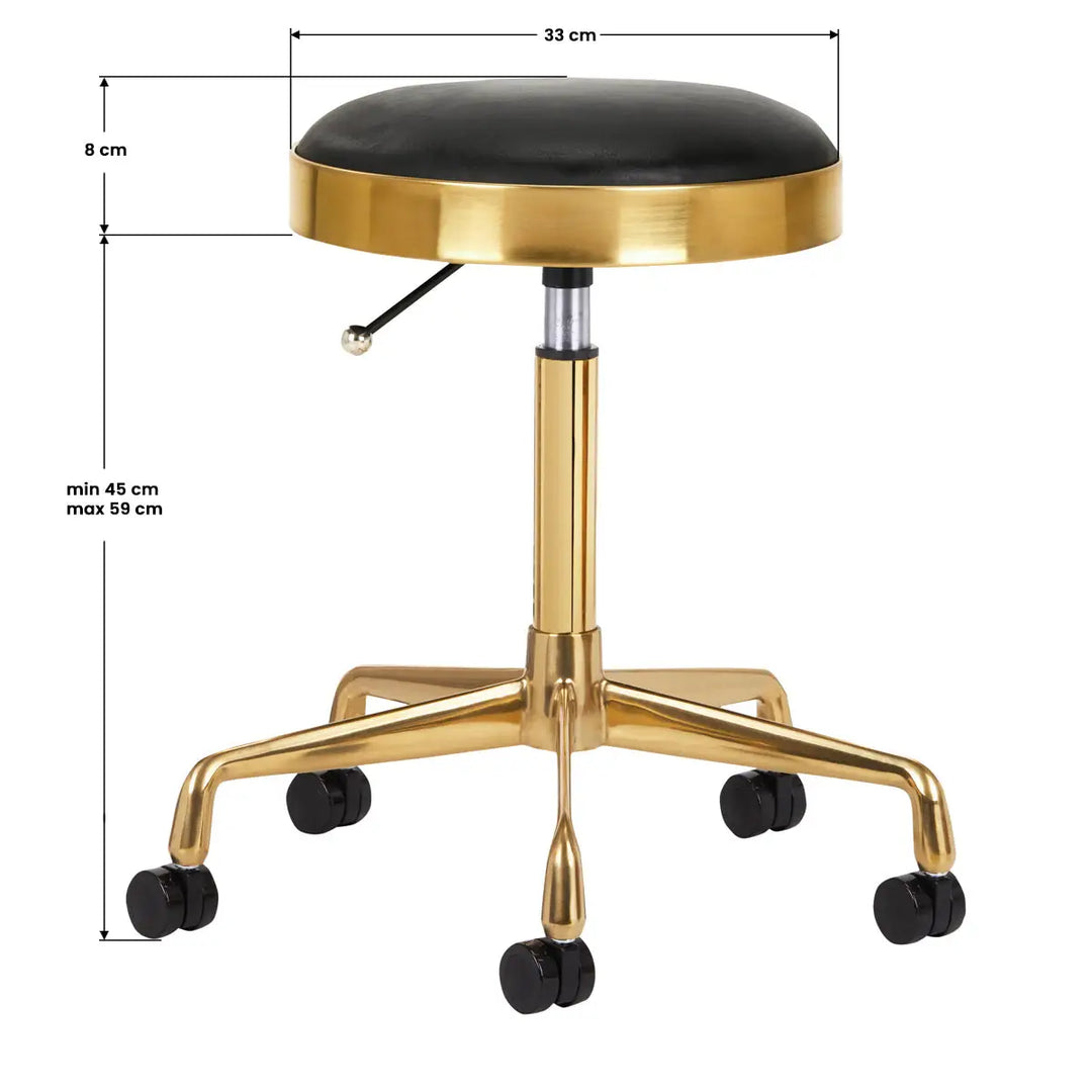 Friseur- und Kosmetikhocker H7 Gold Schwarz - Friseurhocker