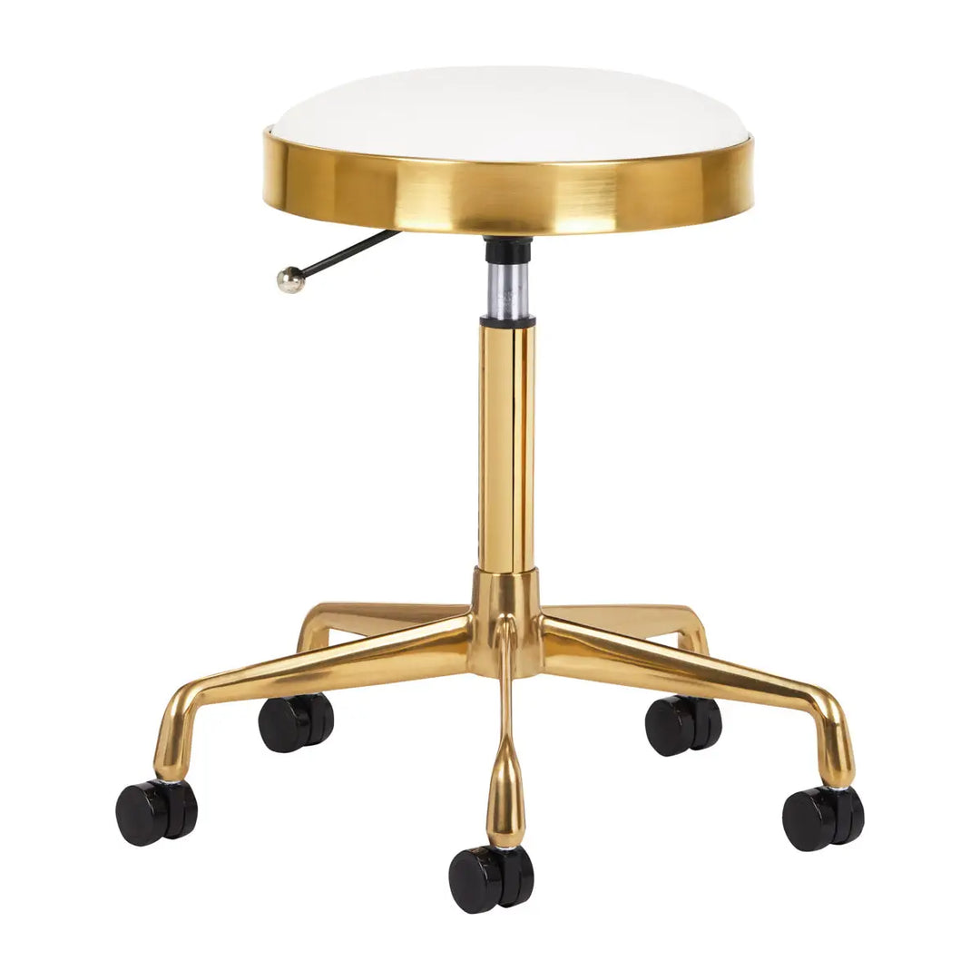 Friseur- und Kosmetikhocker H7 Gold Weiß - Friseurhocker