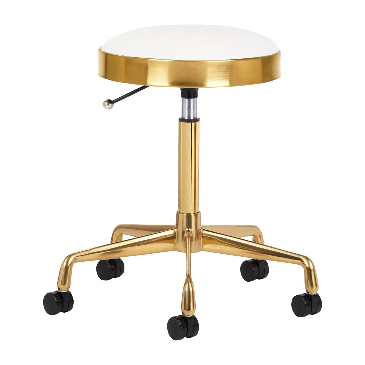Friseur- und Kosmetikhocker H7 Gold Weiß - Friseurhocker