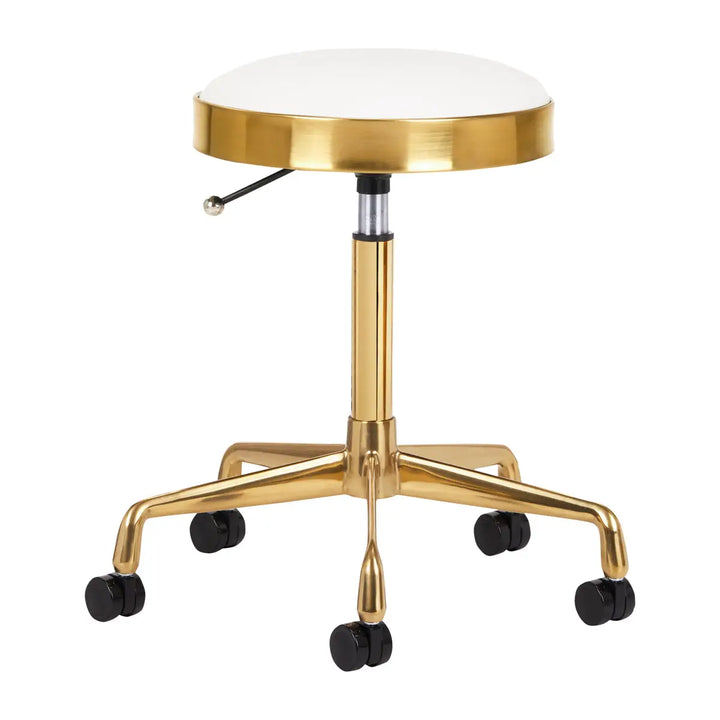 Friseur- und Kosmetikhocker H7 Gold Weiß - Friseurhocker