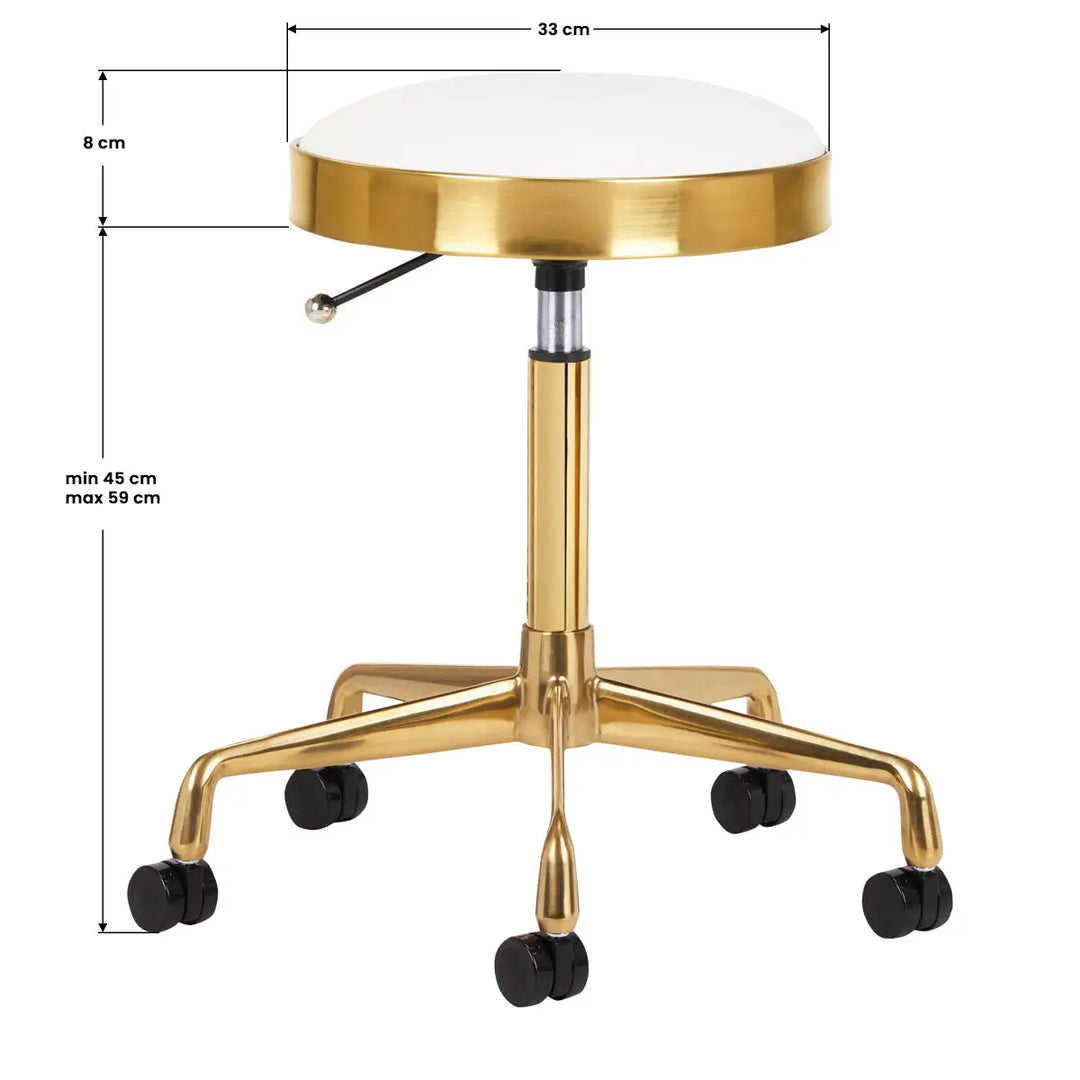 Friseur- und Kosmetikhocker H7 Gold Weiß - Friseurhocker