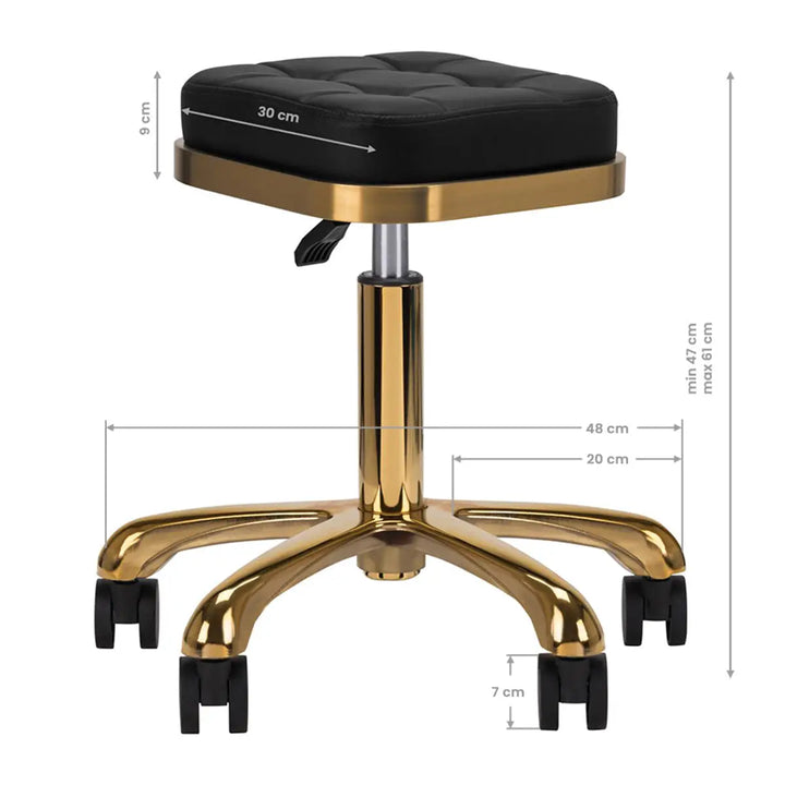 Friseur- und Kosmetikhocker M-1645 Gold Schwarz - Friseurhocker