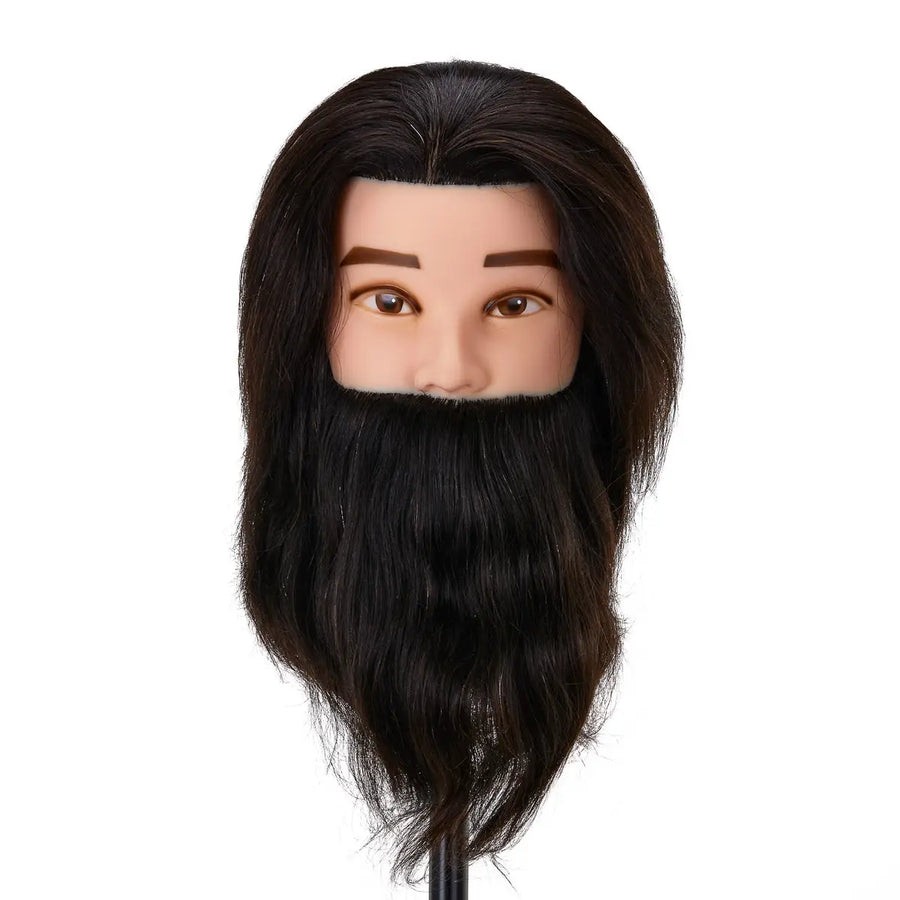 Friseurübungs- und Bartkopf von Gabbiano WZ4 mit Naturhaar Farbe 1# Länge 8’’ + 6’’