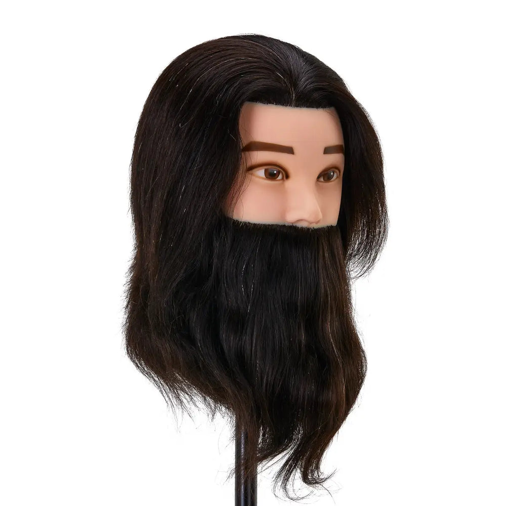 Friseurübungs- und Bartkopf von Gabbiano WZ4 mit Naturhaar Farbe 1# Länge 8’’ + 6’’