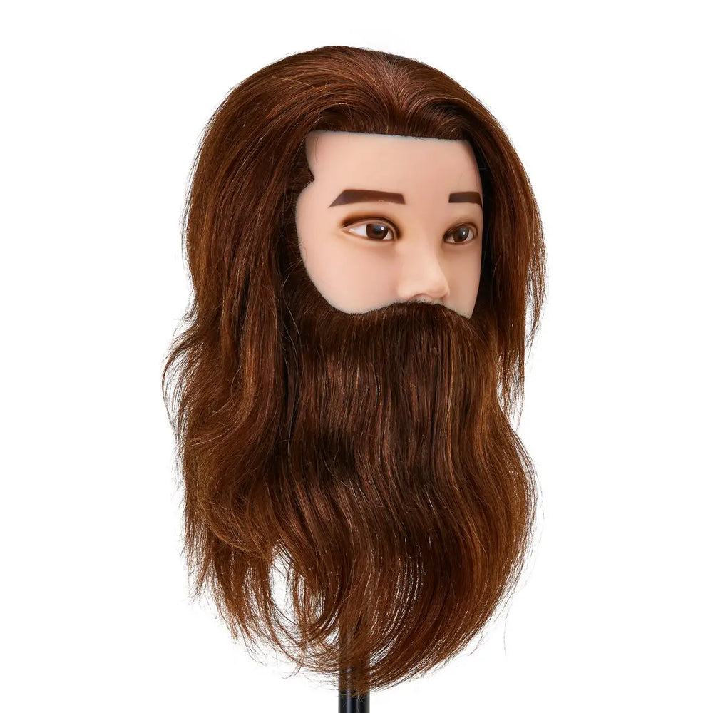 Friseurübungs- und Bartkopf von Gabbiano WZ4 mit Naturhaar Farbe 4# Länge 8’’ + 6’’