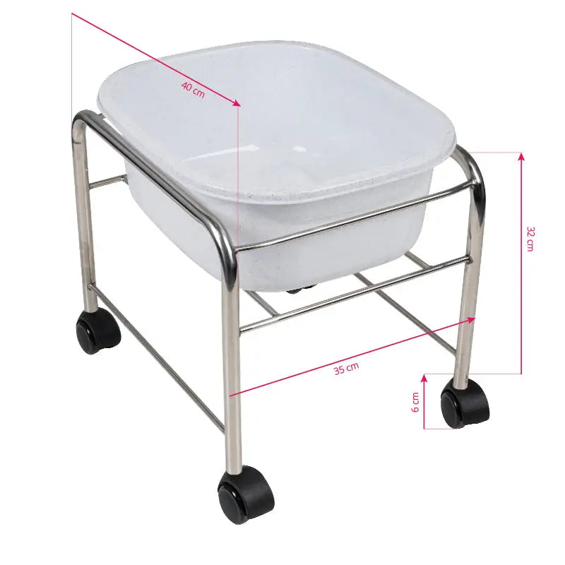 Fußbadewanne mit Rollen für Pediküre Chrom