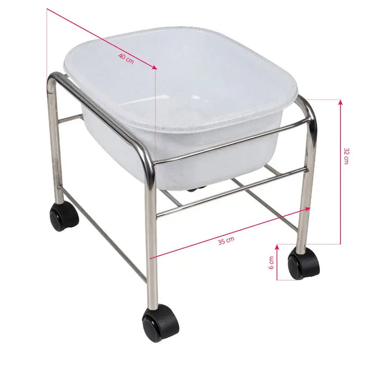 Fußbadewanne mit Rollen für Pediküre Chrom