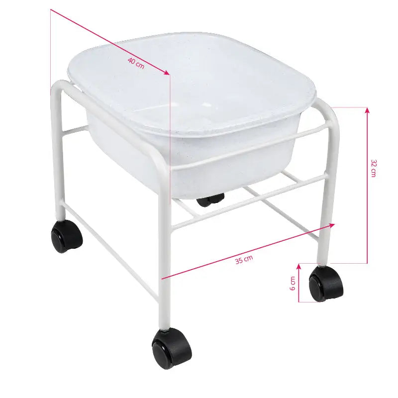 Fußbadewanne mit Rollen für Pediküre weiß - Fußbadewanne-Schüssel