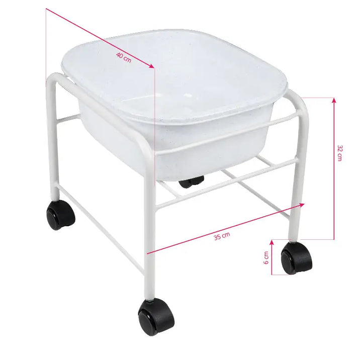 Fußbadewanne mit Rollen für Pediküre weiß - Fußbadewanne-Schüssel