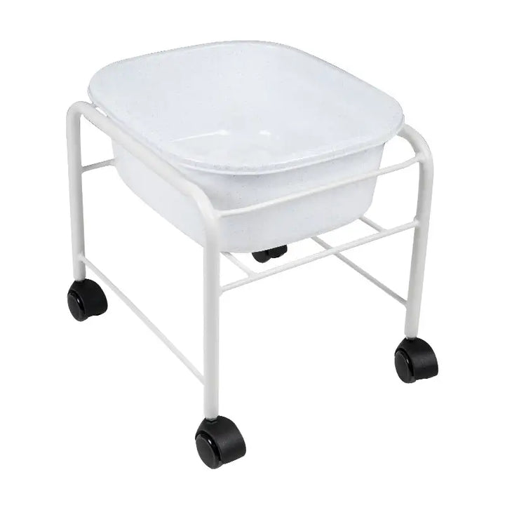 Fußbadewanne mit Rollen für Pediküre weiß - Fußbadewanne-Schüssel