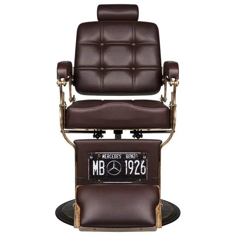 Brauner Ledersessel Gabbiano Barberstuhl Boss Braun für Herrenfriseure