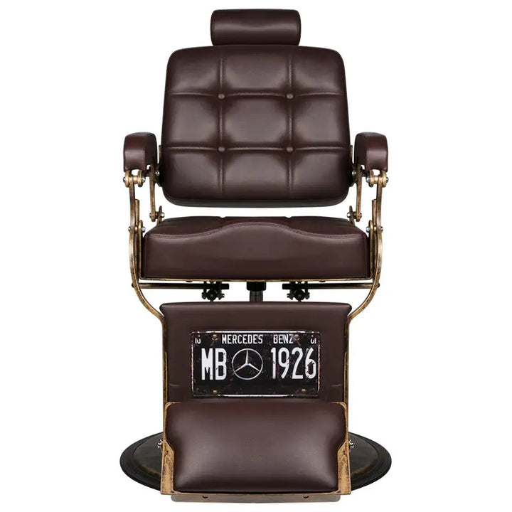 Brauner Ledersessel Gabbiano Barberstuhl Boss Braun für Herrenfriseure