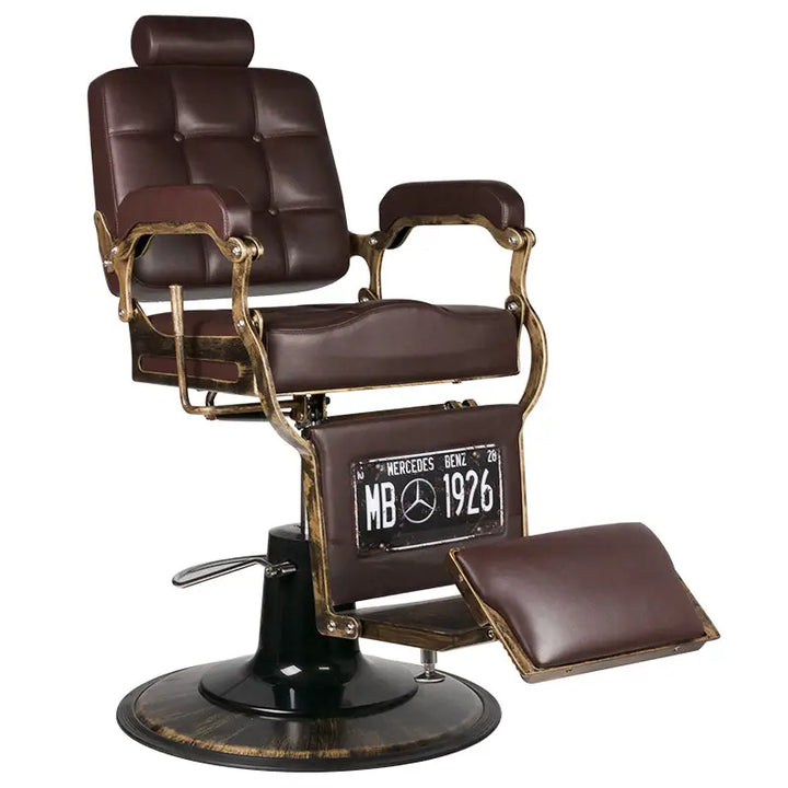 Brauner Lederfriseurstuhl Gabbiano Barberstuhl Boss Braun für stilvollen Friseurbesuch