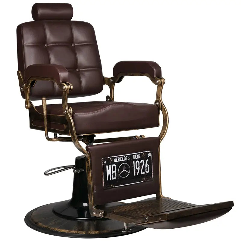 Brauner Ledersessel Gabbiano Barberstuhl Boss Braun für Friseursalons