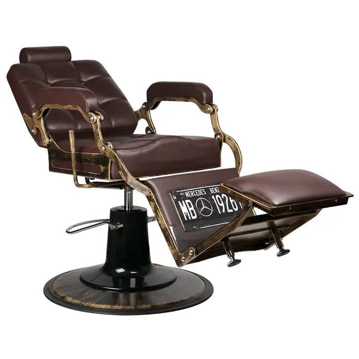 Brauner Ledersessel Gabbiano Barberstuhl Boss Braun für Barbersalons