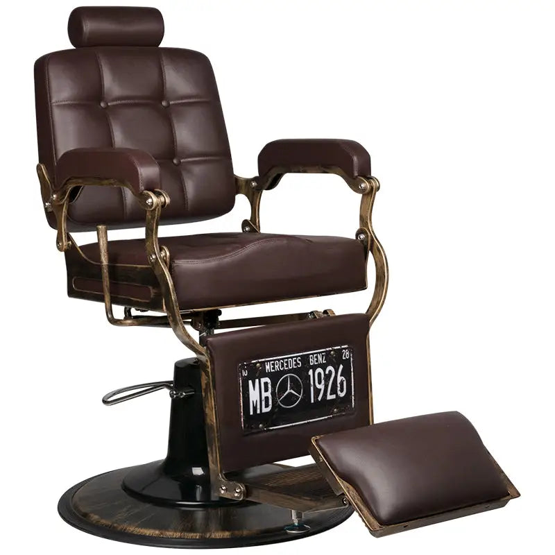Brauner Ledersitz Gabbiano Barberstuhl Boss Braun für FriseurSalon und Styling