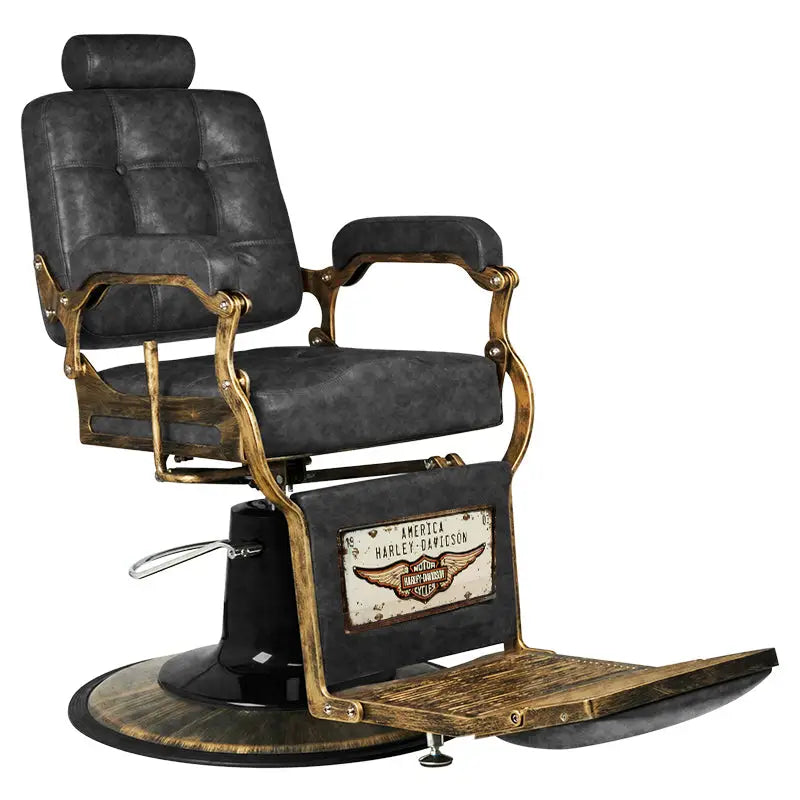 Gabbiano Barberstuhl Boss HD Old Leather Schwarz - Barberstuhl