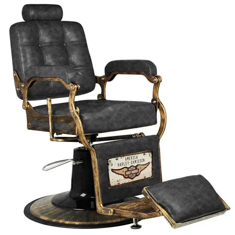 Gabbiano Barberstuhl Boss HD Old Leather Schwarz - Barberstuhl