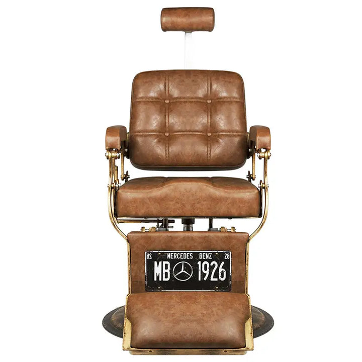 Brauner Leder-Barbersessel Gabbiano Barberstuhl Boss Old Leather für Stil und Komfort