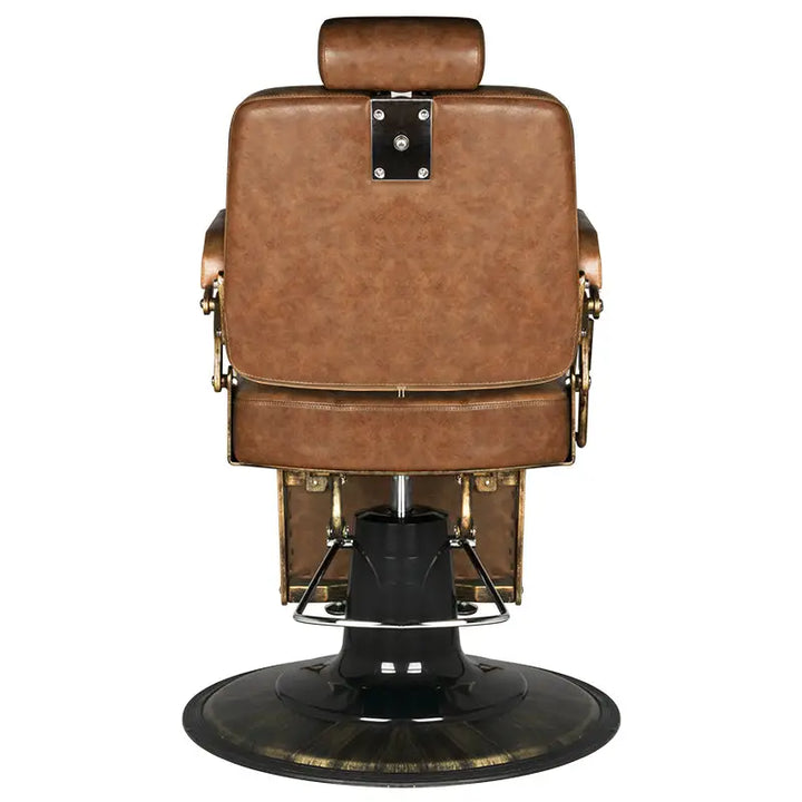 Brauner Leder-Barbersessel Gabbiano Barberstuhl Boss Old Leather für stilvollen Friseurbesuch