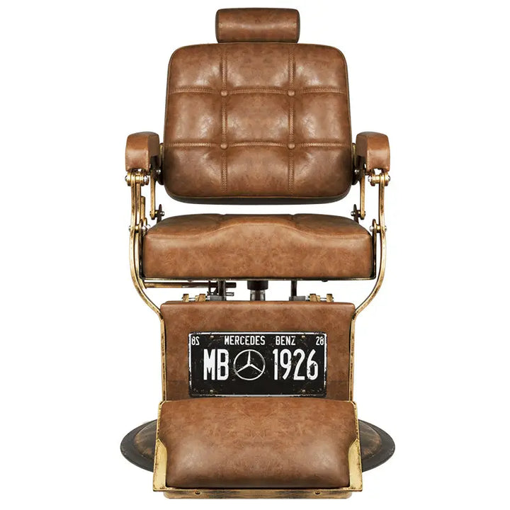 Brauner Leder-Barbersessel Gabbiano Barberstuhl Boss Old Leather bequem und stilvoll