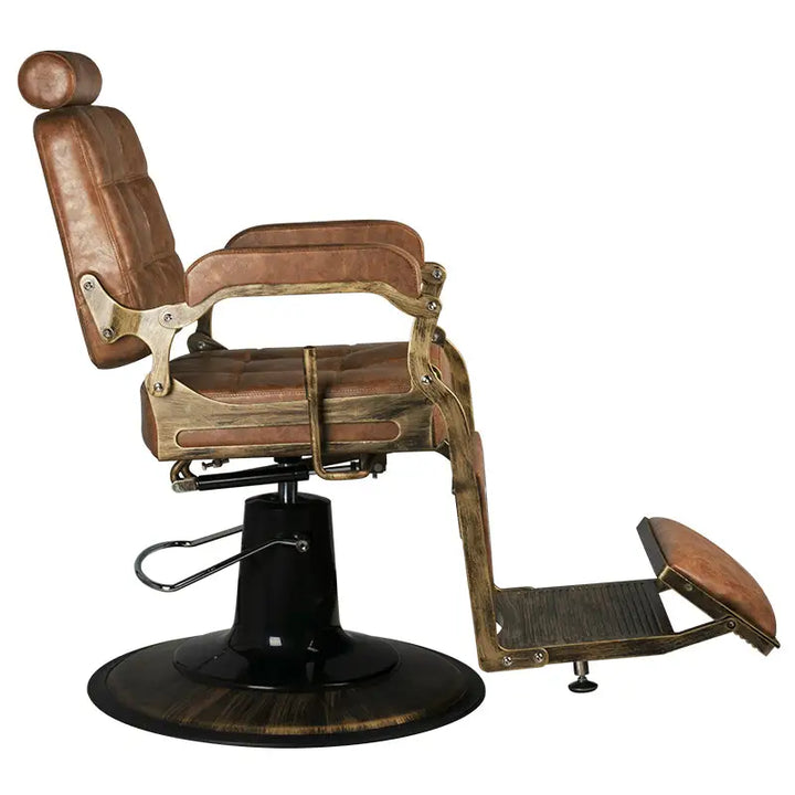 Vintagestil brauner Leder-Barberstuhl Gabbiano Barberstuhl Boss Old Leather