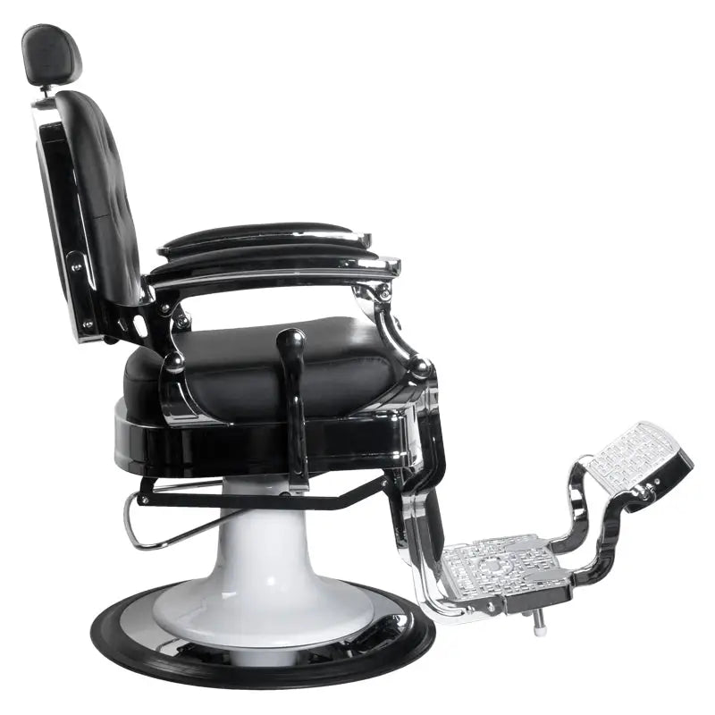 Schwarzer und chromierter Barberstuhl Gabbiano Ernesto Schwarz für Friseursalons