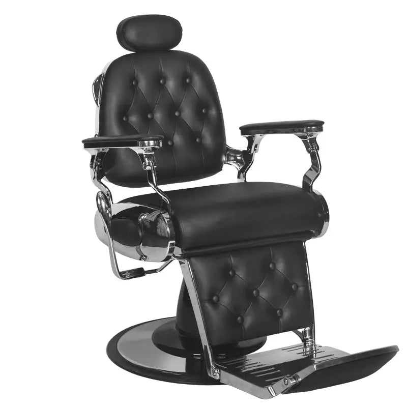 Schwarzer Lederfriseurstuhl Gabbiano Barberstuhl Francesco Schwarz für Barbiere