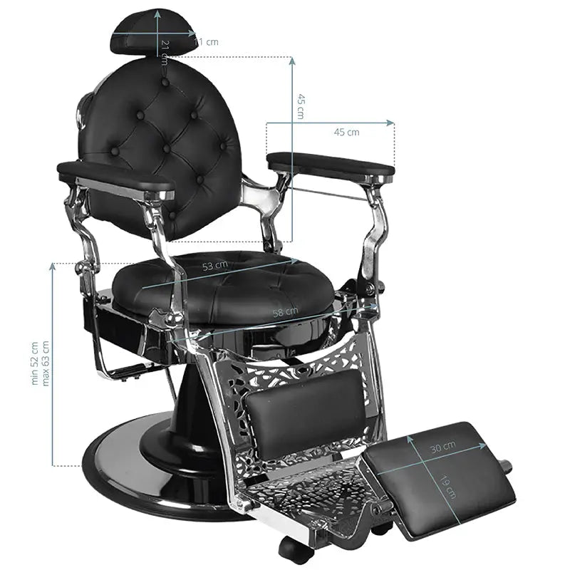 Gabbiano Barberstuhl Giulio Silver Schwarz - Barberstuhl