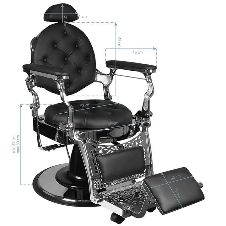 Gabbiano Barberstuhl Giulio Silver Schwarz - Barberstuhl