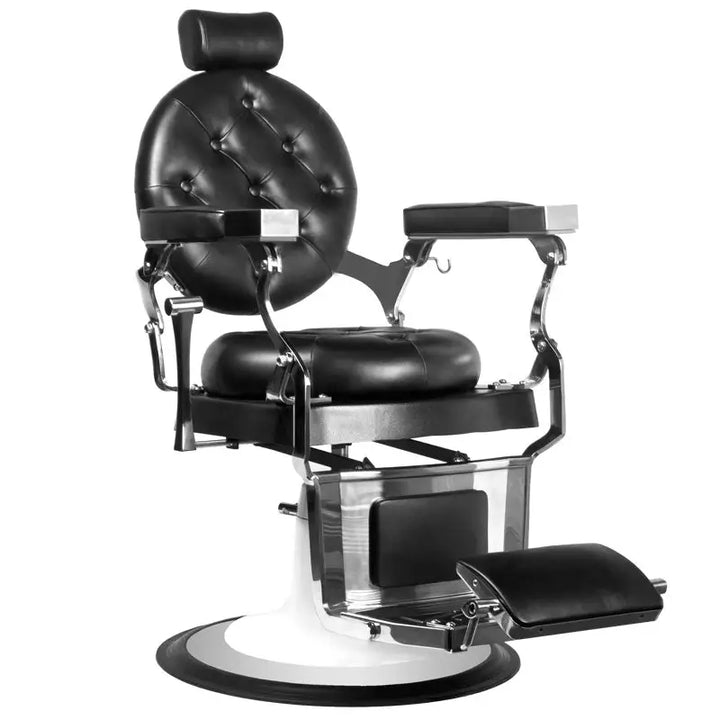 Schwarz Leder Barberstuhl Gabbiano Imperator perfekt für Ihren Friseursalon