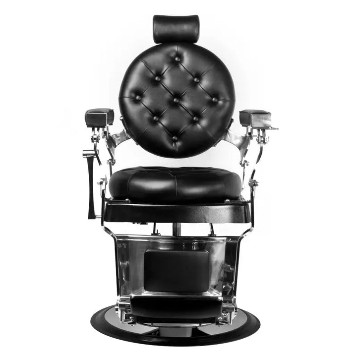 Schwarzer Ledersessel Gabbiano Barberstuhl Imperator für Friseursalons