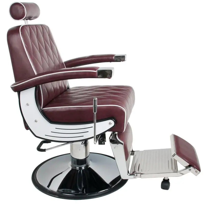 Maroon und Chrom Friseur-Stuhl Gabbiano Barberstuhl Imperial Bordeauxrot