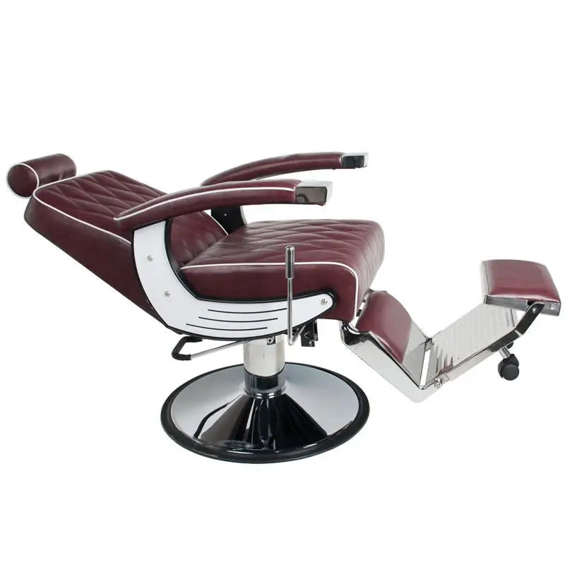 Maroon und Chrom Friseurstuhl Gabbiano Barberstuhl Imperial Bordeauxrot