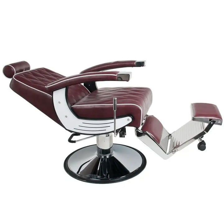 Maroon und Chrom Friseurstuhl Gabbiano Barberstuhl Imperial Bordeauxrot
