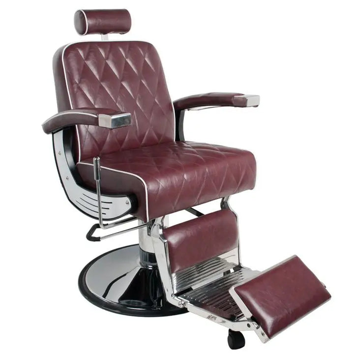 Maroon Leder-Barberstuhl Gabbiano Imperial Bordeauxrot für stilvollen Friseurbesuch
