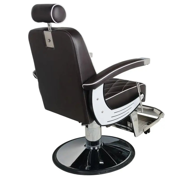 Brauner und chromer Barberstuhl Gabbiano Imperial Braun für elegante Frisörsalons